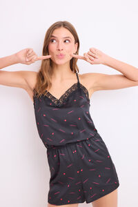 Womensecret Jumper satén negro estampado  negro