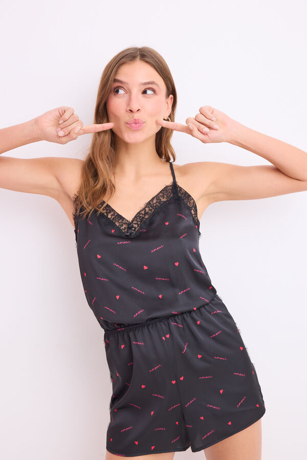 Womensecret Jumper satén negro estampado  negro