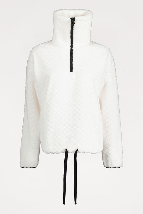 Womensecret Sudadera pelo esponjoso blanco marfil
