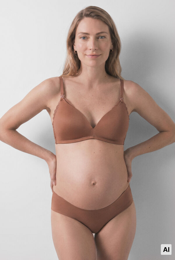 Women'secret Brasier maternity triangular con relleno marr&oacute;n CHARMING caf&eacute;
