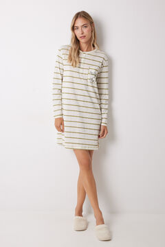 Womensecret Camisón de algodón a rayas Garfield marfil