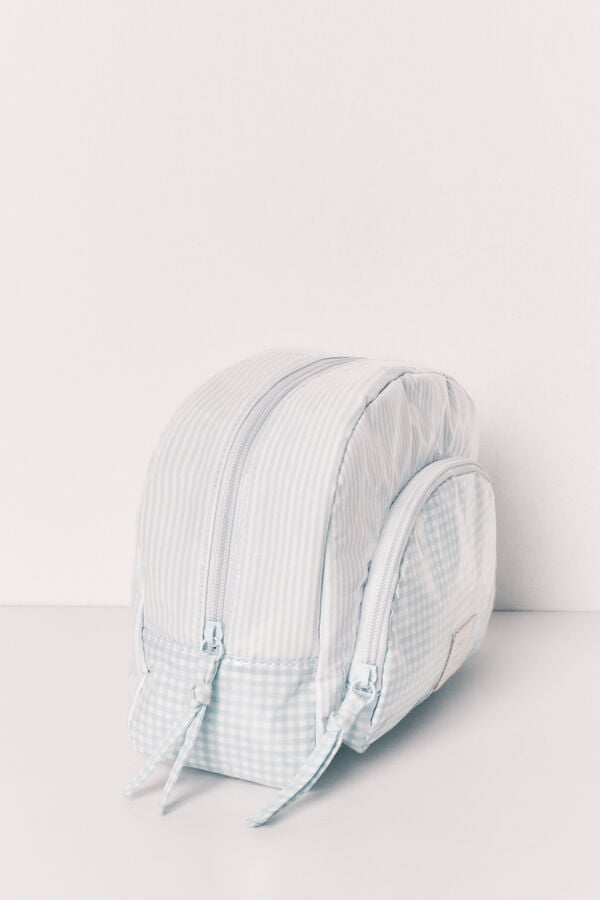 Women'secret Neceser acolchado de cuadros y rayas verde verde