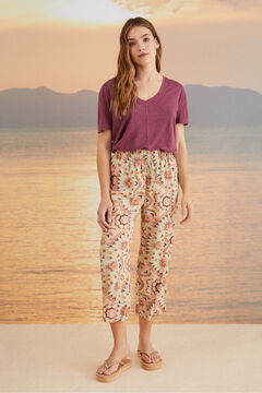 Womensecret Pantalón Capri estampado multicolor estampado