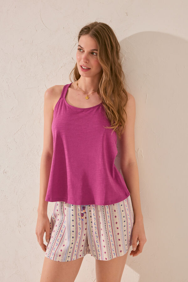 Womensecret Pantalón de viscosa con estampado multicolor estampado