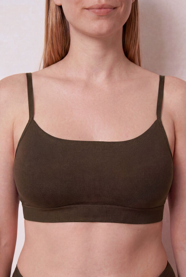 Women'secret Top con relleno sin costuras marr&oacute;n caf&eacute;
