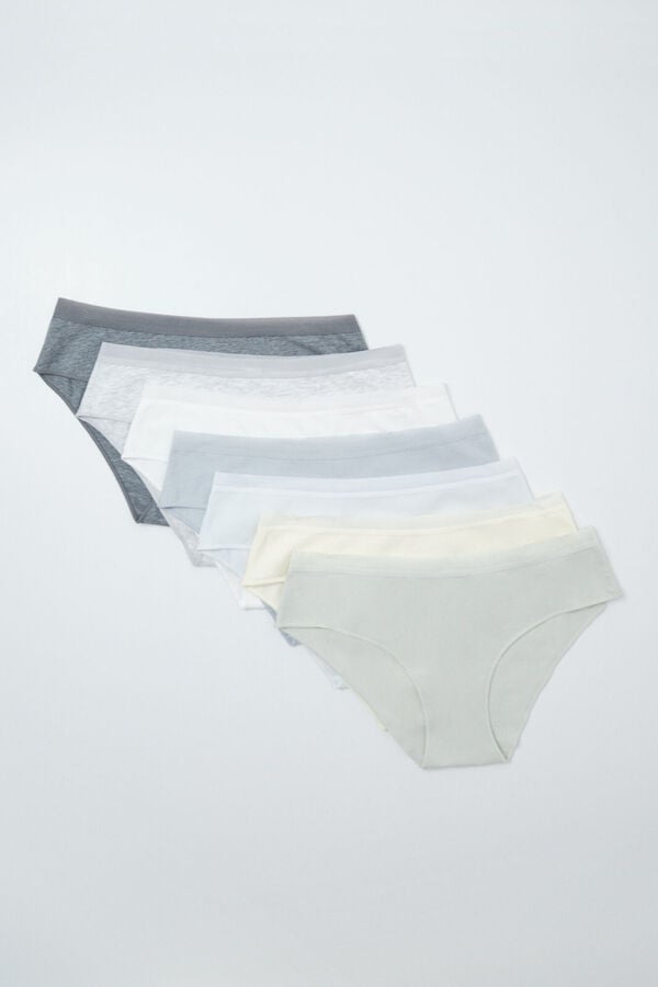 Women'secret Pack 7 bragas anchas algod&oacute;n lisas blanco