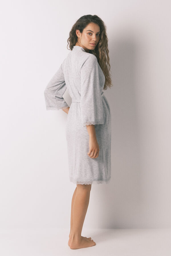 Womensecret Bata de premamá de punto gris oscuro gris