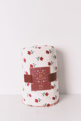 Women'secret Manta navidad con estampado floral súper suave marfil