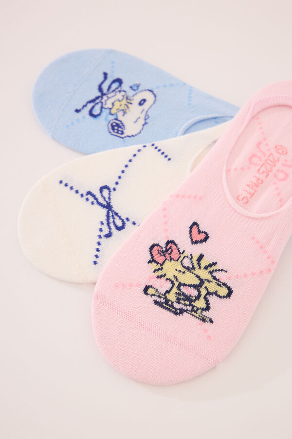 Womensecret Pack de 3 calcetines invisibles Snoopy estampado