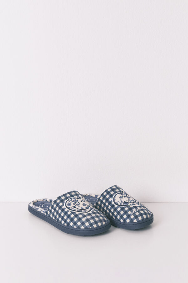 Women'secret Pantuflas para casa azules sonrientes azul