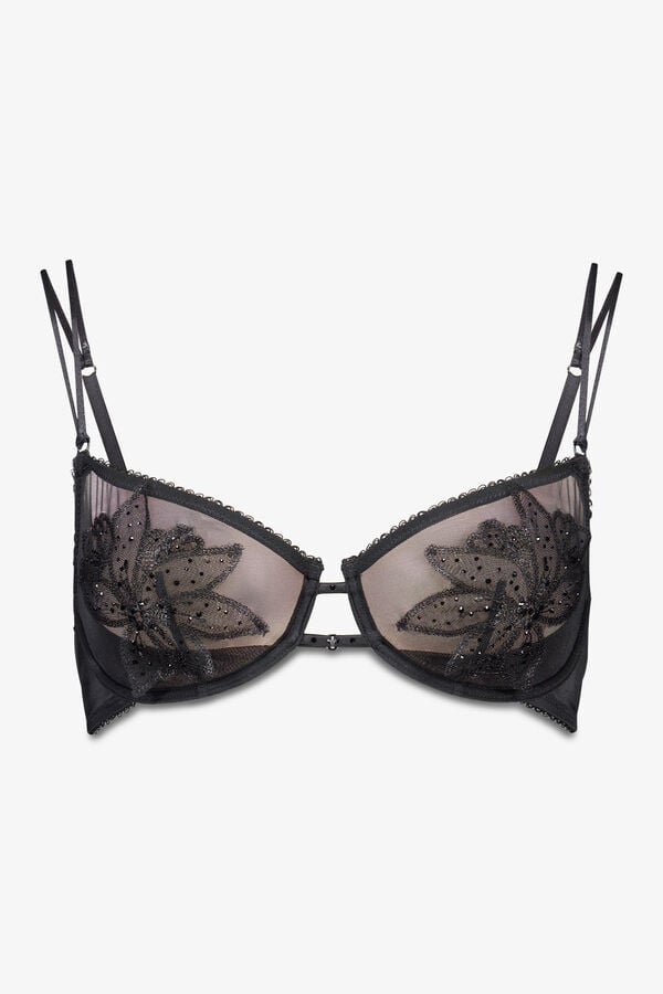 Women'secret Brasier balconette PRETTY tul negro brillo negro