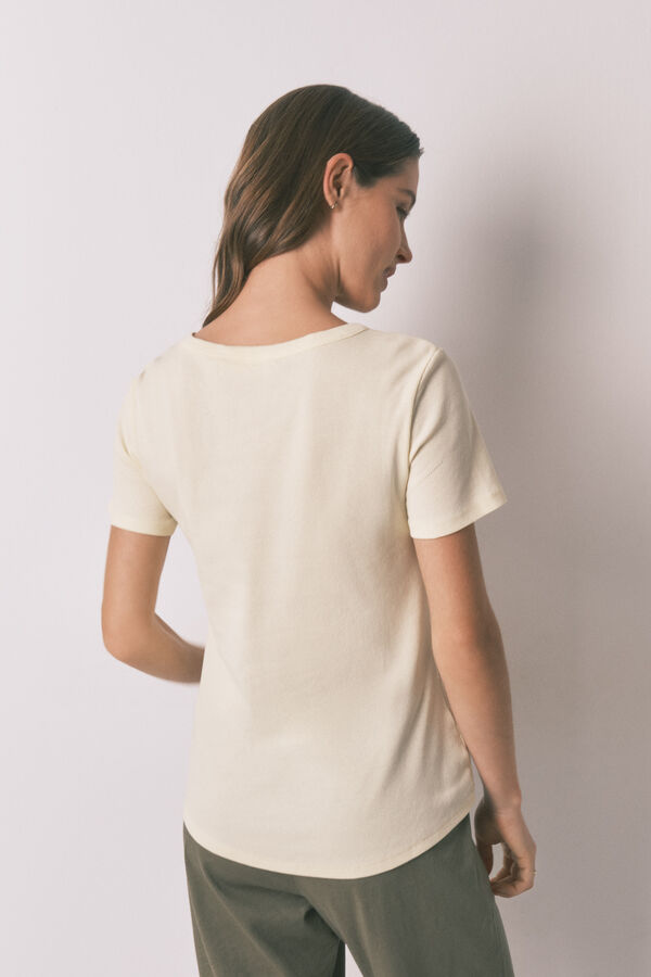 Women'secret Playera manga corta de algod&oacute;n amarilla amarillo