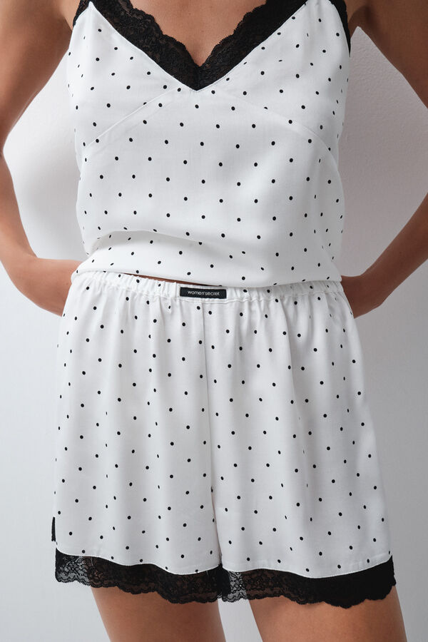 Women'secret Pijama corta de tirantes blanca de puntos blanco