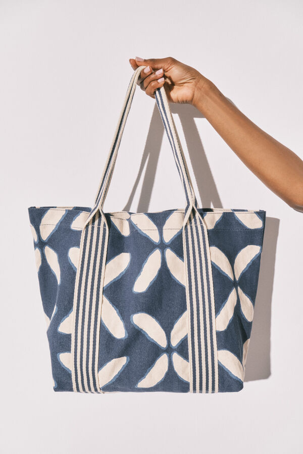 Women'secret Bolsa grande de algod&oacute;n con estampado &eacute;tnico estampado