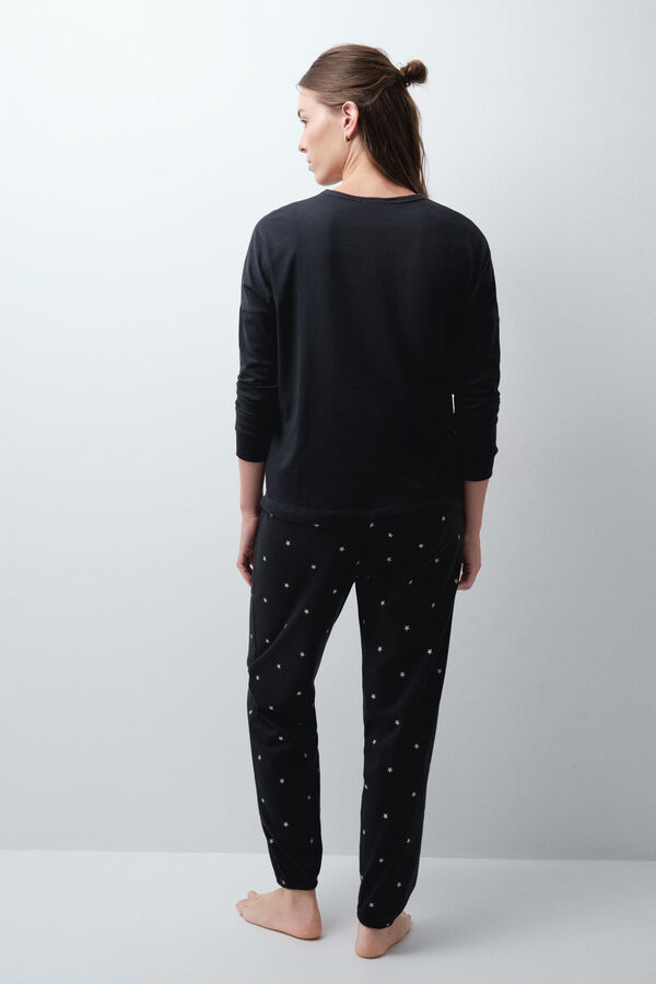 Women'secret Pijama larga de algod&oacute;n Snoopy gris oscuro gris