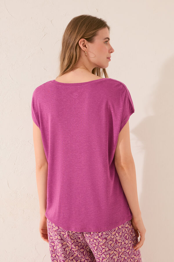 Womensecret Playera de manga corta de viscosa morada/lila morado/lila