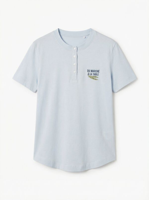 Women'secret Playera de manga corta 100% algod&oacute;n azul azul