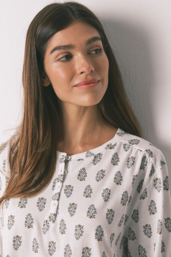 Women'secret Camis&oacute;n corto algod&oacute;n flores blanco