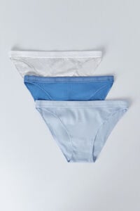 HI&BYE Pack de 3 panties clásica en azul, gris y celeste.