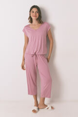 Womensecret Pijama Capri de viscosa rosa de soft touch rosa