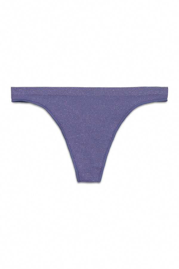 Women'secret Tanga de sin costuras de lúrex lila sin costuras azul