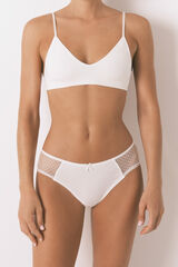 Womensecret Panty ancha de tul de algodón marfil