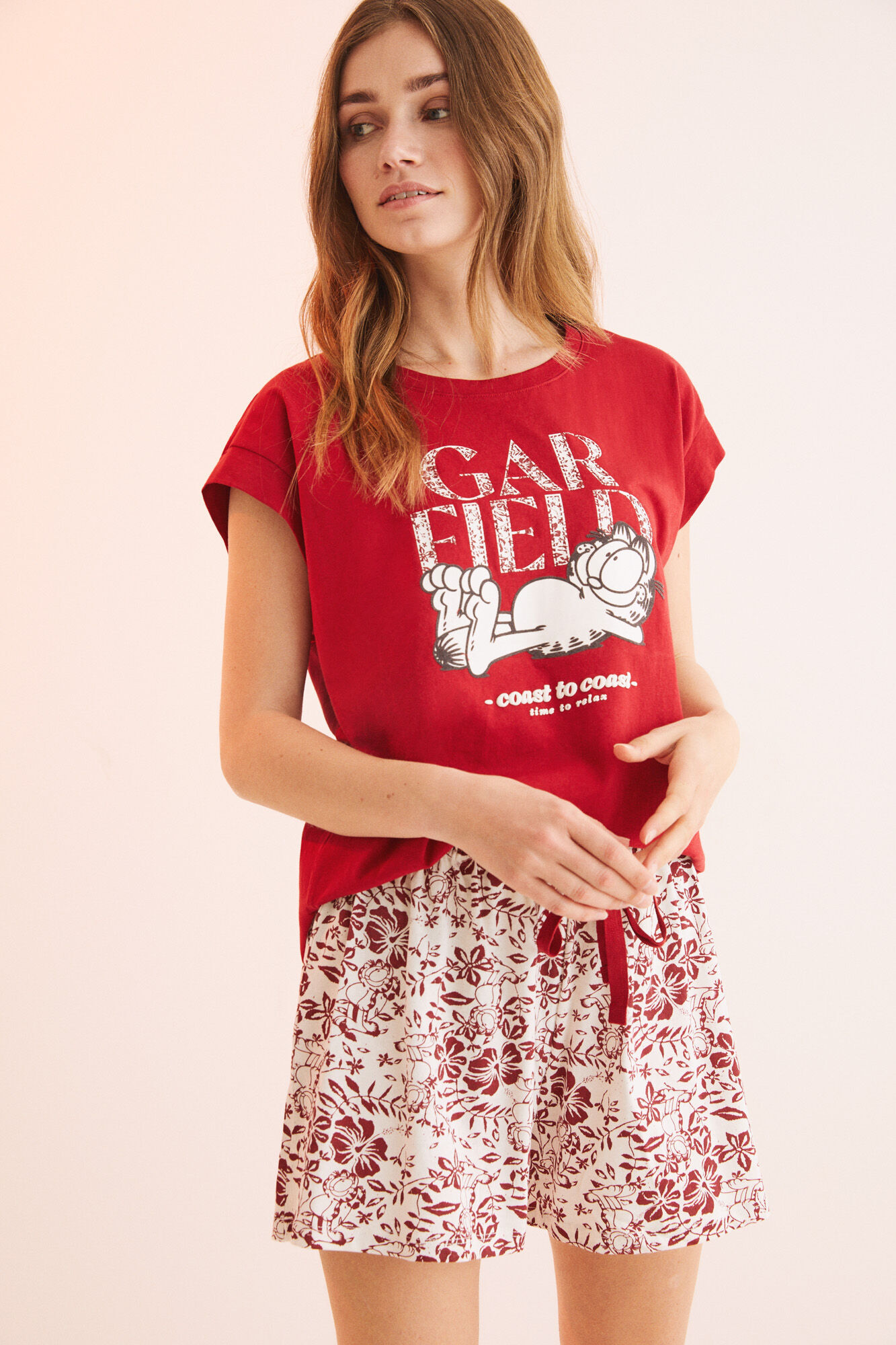 Pijama corta 100 algodon Garfield rojo Ropa de dormir y homewear de mujer WomenSecret MX