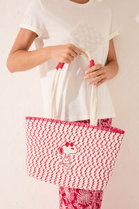 Womensecret Bolsa shopper mediano de Snoopy blanco