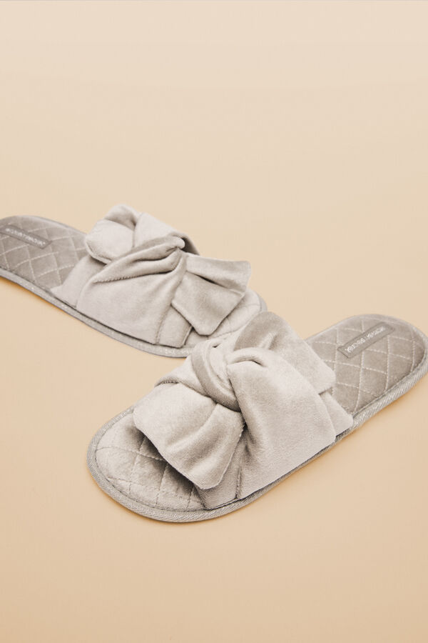 Womensecret Pantuflas terciopelo gris gris