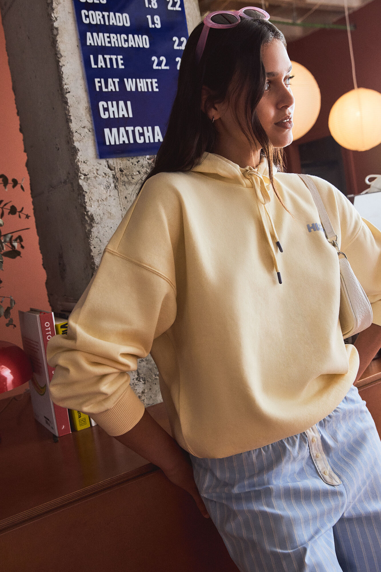 HI&BYE Sudadera con capucha de felpa amarilla