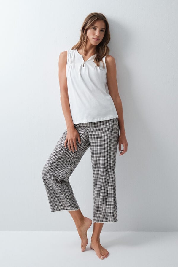 Women'secret Playera sin mangas de algod&oacute;n blanco blanco