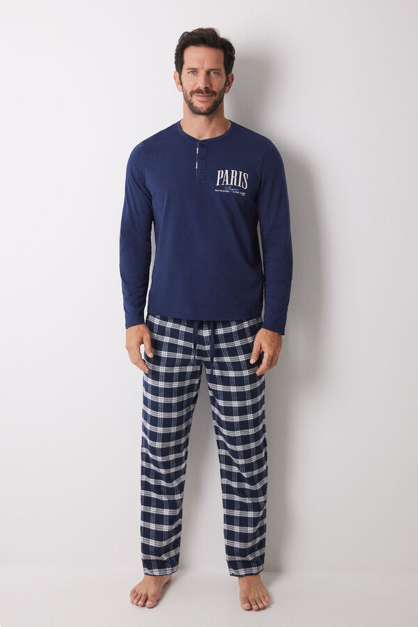 Womensecret Pijama larga hombre 100% algodón París azul