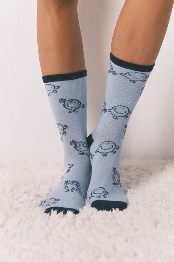 Women'secret Pack de 6 calcetines largos de algodón Mr. Men azul