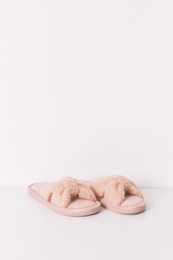 Womensecret Pantufla rosas de borrego rosa