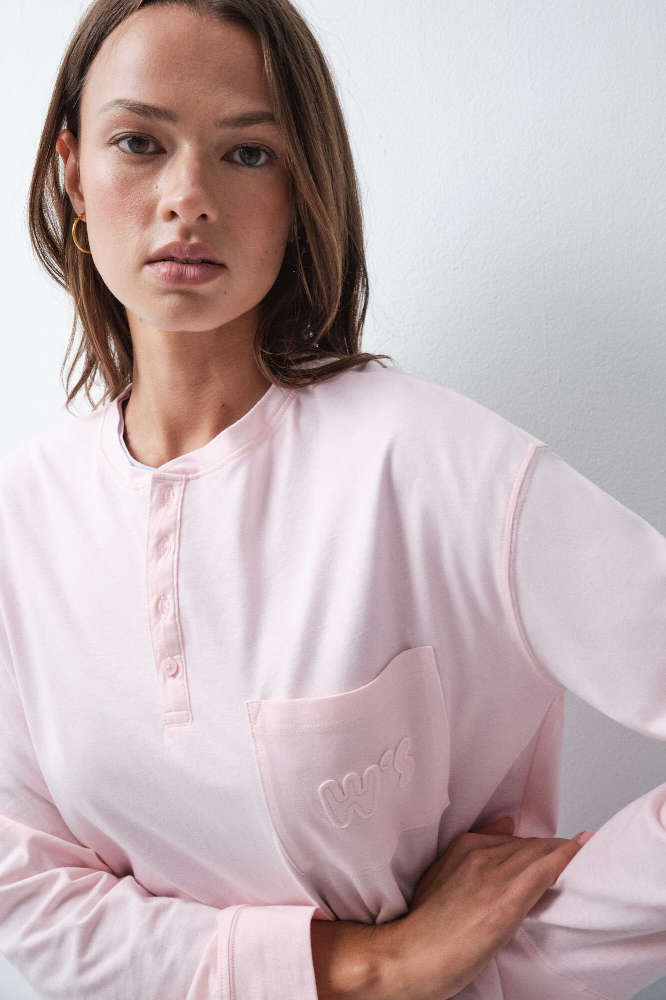 Women'secret Playera de algod&oacute;n con bolsillo rosa