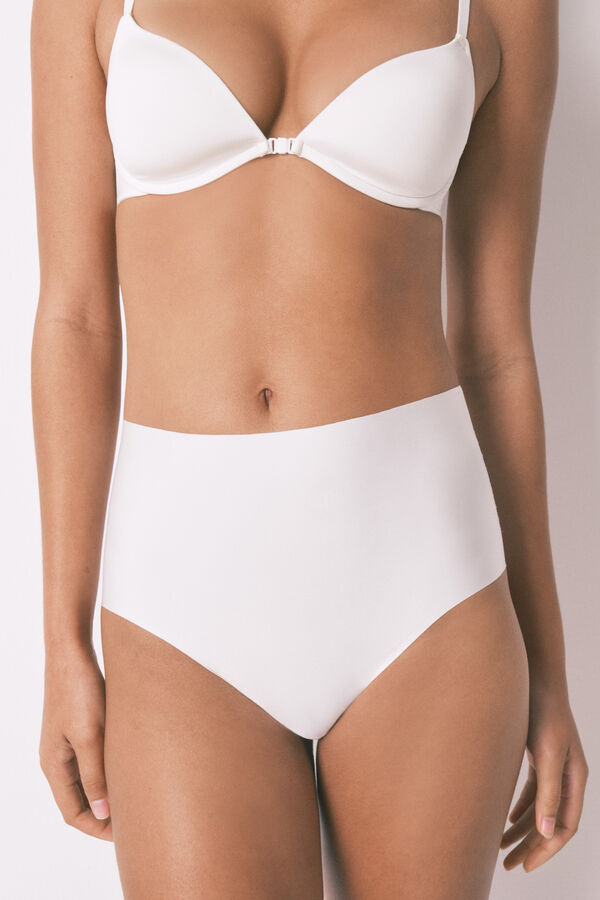 Women'secret Panty blanca de tiro alto y corte limpio blanco