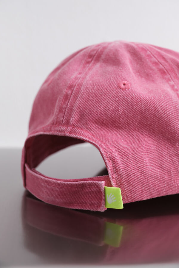 HI&BYE Gorra de algodón rosa con logo bordado rosa