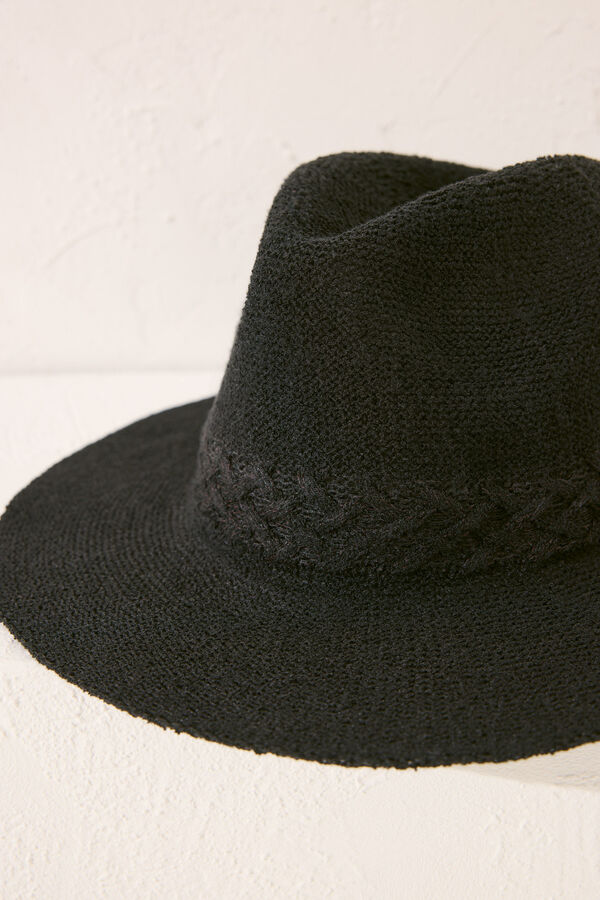 Womensecret Sombrero negro detalle trenzado  negro