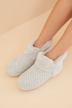 Womensecret Pantuflas bota pelo gris gris