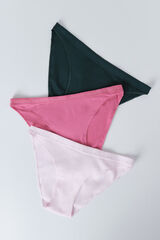 HI&BYE Pack de 3 panties cl&aacute;sica en color rosa, verde y fucsia rosa