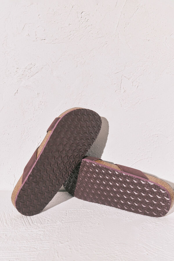Women'secret Sandalias bio de tiras cruzadas granate p&uacute;rpura