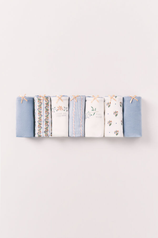 Women'secret Pack 7 tangas de algod&oacute;n con estampados variados estampado