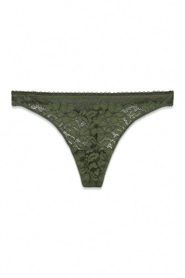 Women'secret Tanga encaje verde kaki