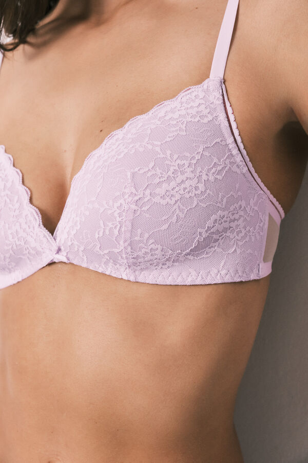 Women'secret Brasier triangular con relleno de encaje lila CHARMING morado/lila