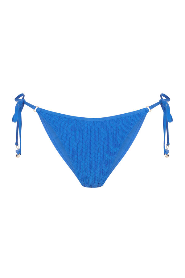 Women'secret Panty de bikini brasile&ntilde;o de tiras con textura de rombos azul estampado