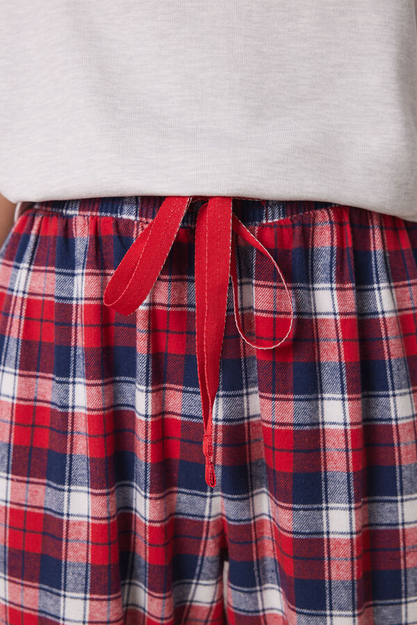 Womensecret Pantalón casual 100% algodón cuadros estampado