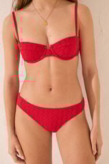 Womensecret Panty de bikini clásica bordado en rojo rojo