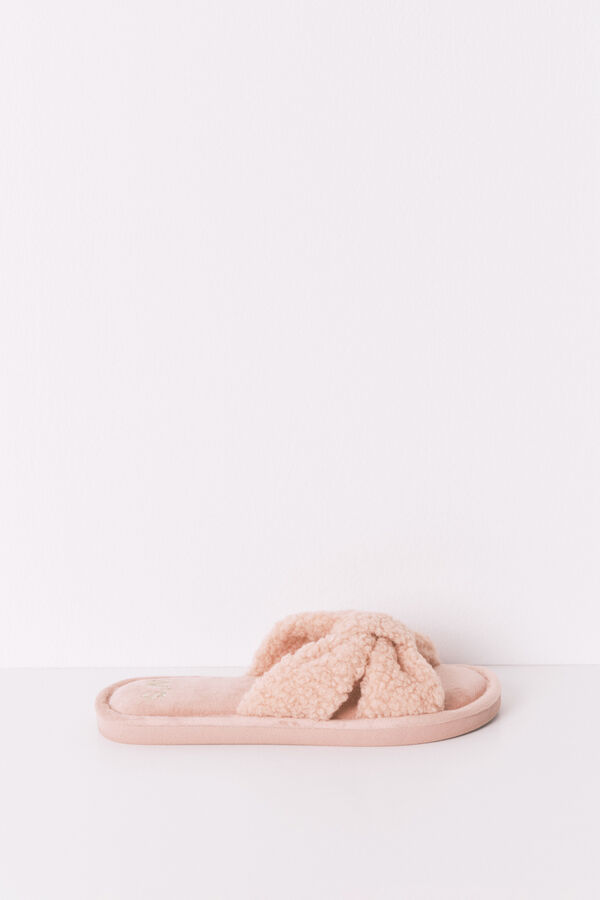 Womensecret Pantufla rosas de borrego rosa