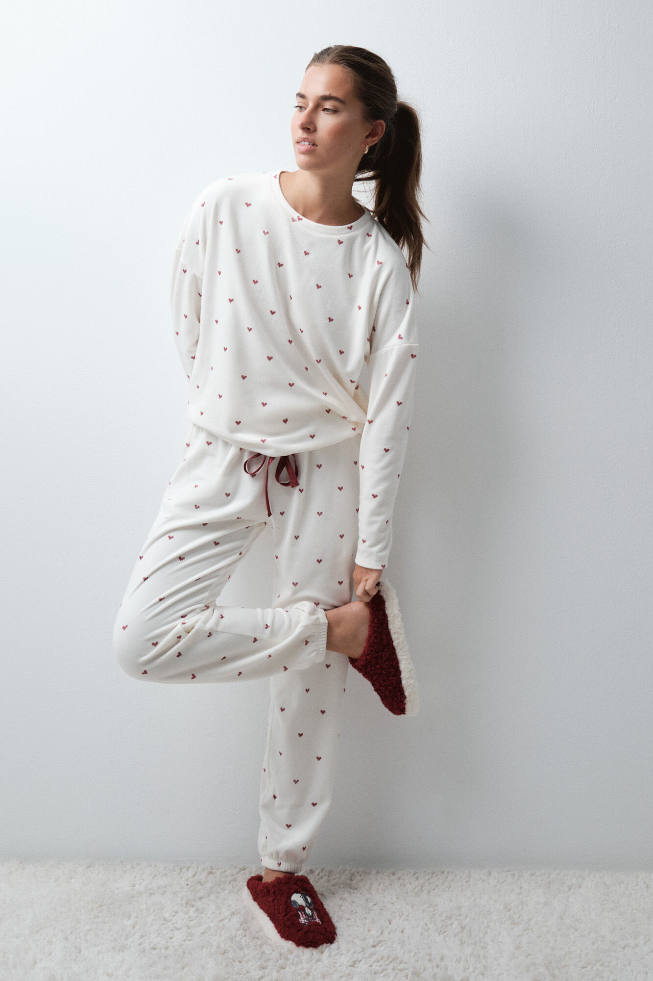 Women'secret Pijama larga estampado de corazones