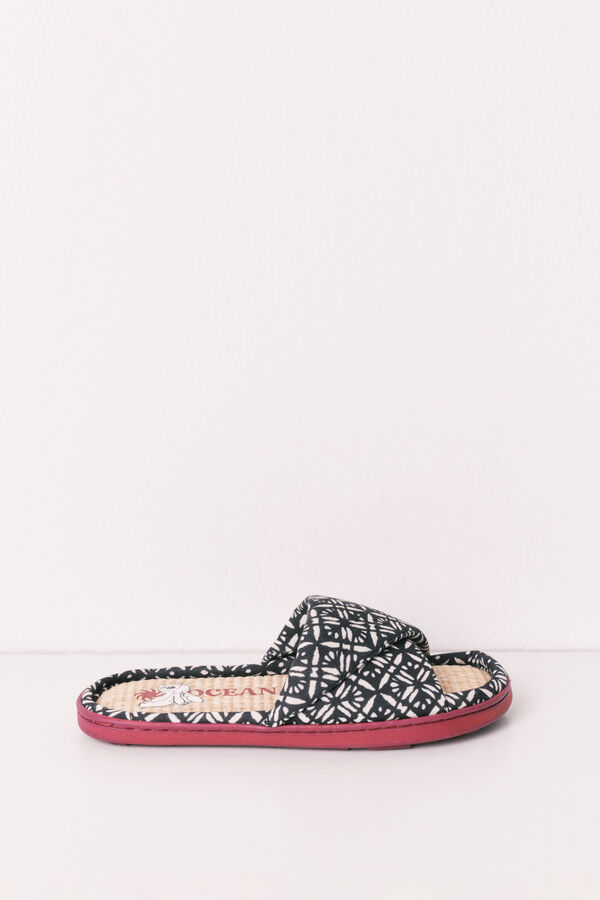 Women'secret Zapatillas de casa de tiras cruzadas con estampado &eacute;tnico gris